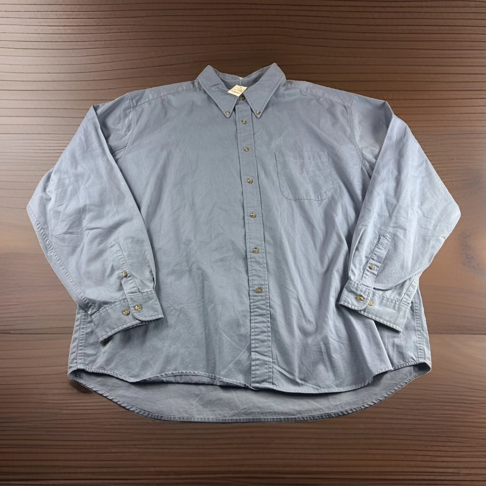 Eddie Bauer Twill Shirt Mens XXL Blue Long Sleeve Button Up Cotton Top NWD READ